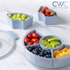 COOK WITH COLOR Round Snackle Box – 6-Compartment Serving Tray with Lid and Handle, Black – Kids Lunch Box & Meal Prep Snack Container