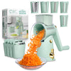 COOK WITH COLOR Rotary Cheese Grater with Handle & Suction Base, Hand Crank, 5 Blades, Manual Vegetable Chopper and Mandolin