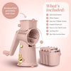COOK WITH COLOR Rotary Cheese Grater with Handle & Suction Base, Hand Crank, 5 Blades, Manual Vegetable Chopper and Mandolin