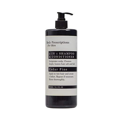 Body Prescriptions 2 in 1 Shampoo and Conditioner for Men Cedar Pine Scent