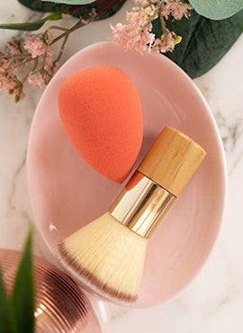 Beauty Concepts Makeup Brush Collection- 2 Piece Applicator Set with Kabuki Brush and Make Up Sponge