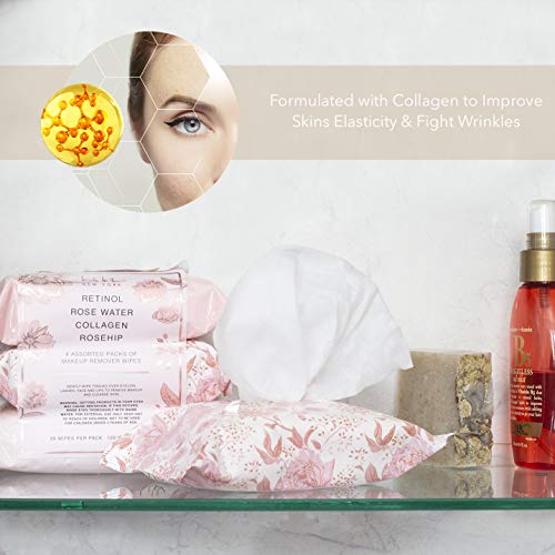 Nicole Miller 4 Pack Facial Wipes (30 Count Each) , 120 Facial Cleansing Cloths, Removes Makeup, Mascara, Dirt and Oil