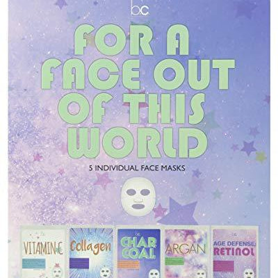 Beauty Concepts 5 Pack Face Mask, Face Sheet Masks Set Vitamin C, Collagen, Charcoal, Argan and Retinol Face Mask Kit and Gift Set, Facial Masks for Women