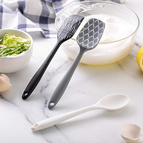 Cook With Color Set of Five MINI Kitchen Utensil Set - Silicone Kitchen Tools, Whisk, Tong, Spatula, Spoonula and Spoon (Black and White Collection)