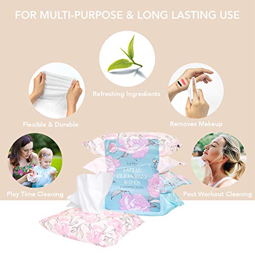 Nicole Miller 4 Pack Facial Wipes (30 Count Each) , 120 Facial Cleansing Cloths, Removes Makeup, Mascara, Dirt and Oil