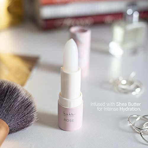 Nicole Miller 4 Pack Moisturizing Lip Balm Collection, Lip Softening Gift Set, Perfect Gift for Women and Girls (Vanilla, Almond, Rose & Honey)