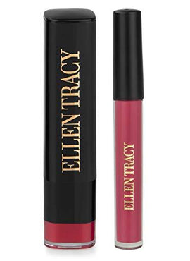 Ellen Tracy Matte Lipgloss and Lipstick Set, Lip Gloss and Lip Stick Set, Lipgloss Set for Women and Girls, Matte Lipstick - Sangria