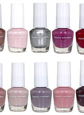 Beauty Concepts Fabulous Nails Mini Nail Polish Collection Set of 10 Unique Shades of Matte and Shimmery Nail Polishes for Women and Girls