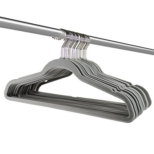 Michael Graves Design Ultra-Thin Non-Slip Velvet Clothing Hangers, Flocked & Durable, Closet Space Saving, for Garments, Suits, Dresses, Pants, Shirts, Coats, 25 Pack