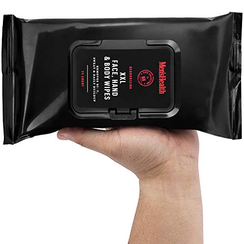 Men's Health Body & Face Wipes - 2 Pack (50 Count) XL Men's Face, Hand and Deodorizing Body Wipes, Traveling Wipes & After Workout Wipes - Resealable Flip Top Pack