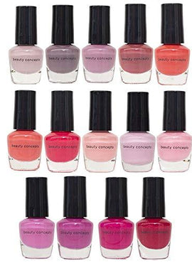 Beauty Concepts Ultimate Nail Polish Collection - 14 Pack of Assorted Mini Nail Polish Shades, Quick Dry Nail Polish in Pinks, Purples and Corals