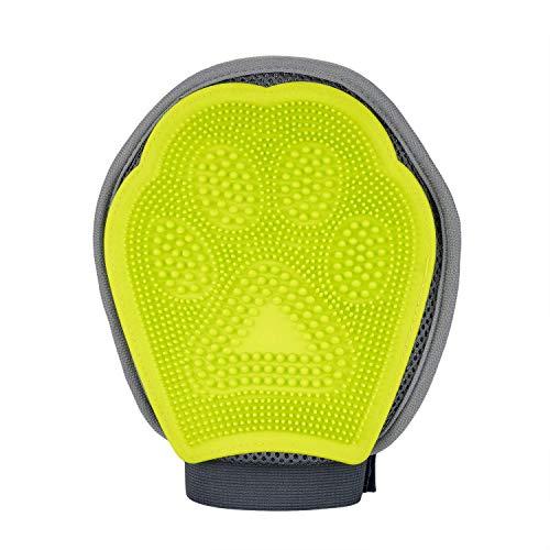 Precious Tails Grooming Mit for Dogs and Cats, Double Sided Pet Grooming Glove (Green and Gray)