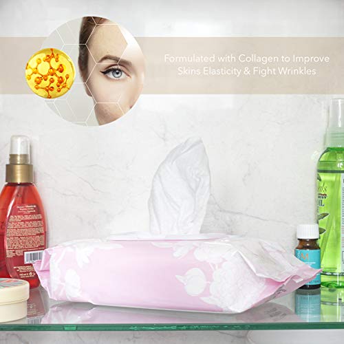 Nicole Miller Collagen Facial Cleansing Wipes and Makeup Remover Wipes - 60 Count