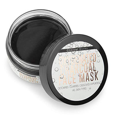 Clinical Works Oxygenated Charcoal Face Mask, Removes Dirt, Debris, Oils, Impurities and Blackheads, Fights Acne, Detoxifies, Unclogs and Purifies Skin, For all Skin Types, 3.53 Oz