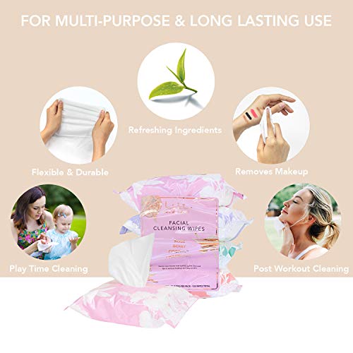 Nicole Miller 4 Pack Facial Wipes (30 Count Each) , 120 Facial Cleansing Cloths, Removes Makeup, Mascara, Dirt and Oil