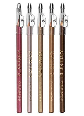 Ellen Tracy Set of 5 Eyeliner Pencils with a Built-in Sharpener in 5 Natural Colors, Easy and Quick to Apply - Gilded, Rose, Champagne, Cocoa and Metallic Taupe