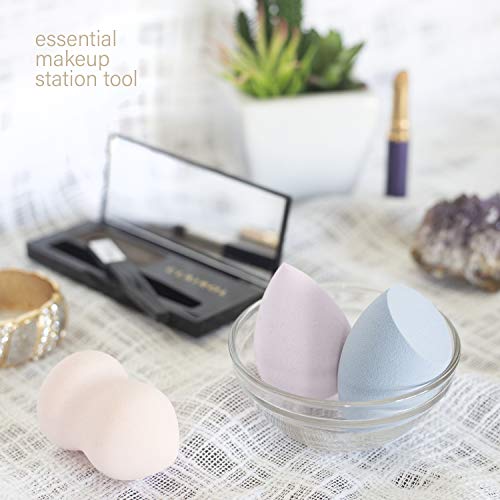Nicole Miller 3 Piece Makeup Sponge Set, Blend to Perfection Sponge Trio, Contouring and Highlighting, Foundation Sponge, Makeup Gift Set, Latex Free (Silver Box)