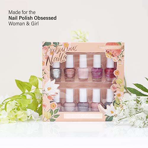 Beauty Concepts Fabulous Nails Mini Nail Polish Collection Set of 10 Unique Shades of Matte and Shimmery Nail Polishes for Women and Girls