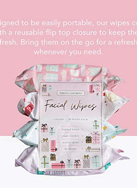 Body Prescriptions Holiday Facial Wipe Set- 4 Packs of Face Wipes
