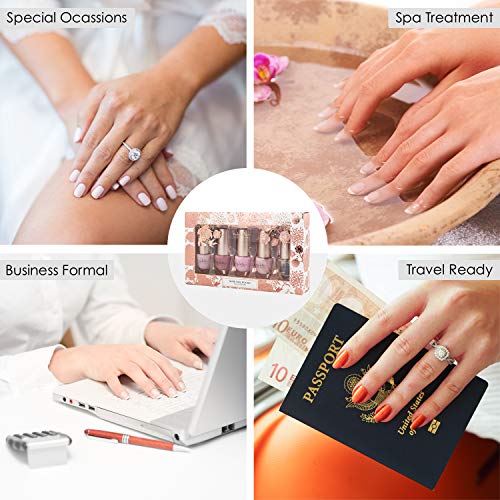 Nicole Miller Nail Polish Set, 5 Piece Nude Nail Polish Collection, Quick Dry Nail Polish for Women and Girls