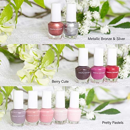 Beauty Concepts Fabulous Nails Mini Nail Polish Collection Set of 10 Unique Shades of Matte and Shimmery Nail Polishes for Women and Girls