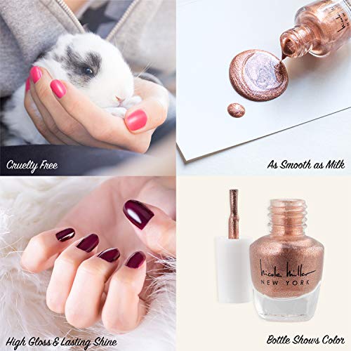 Nicole Miller Nail Polish Set, 10 Mini Nail Polish Colors, Polish Kit for Fingernails and Toenails, 0.12 Fl Oz Each