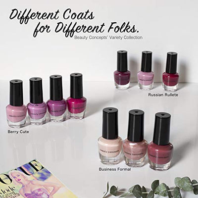 B.C. Beauty Concepts Nail Polish Set - 10 Mini Nail Polish Colors, Quick Dry Nail Polish for Women and Girls