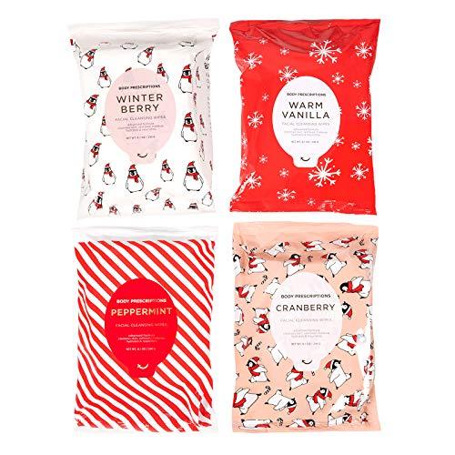 Body Prescriptions Holiday Facial Wipe Set- 4 Packs of Face Wipes