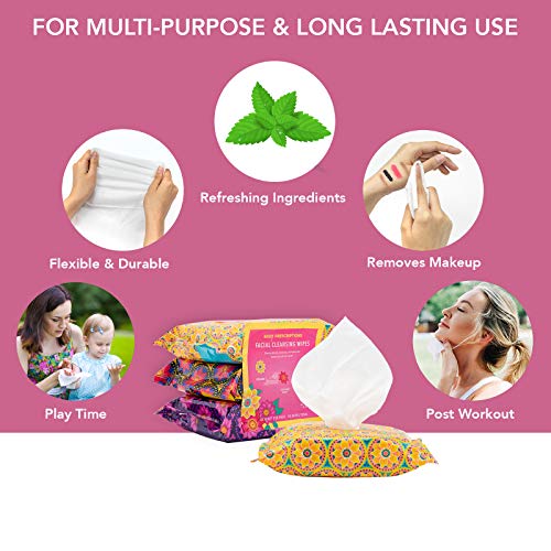 Body Prescriptions Makeup Remover Wipes Bulk, 3 Pack, 90 Facial Cleansing Cloths Removes Makeup, Mascara, Dirt and Oil (Vitamin C, Coconut Mint, Lavender Shea)