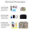 Once Upon A Rose 3 Pc Cosmetic Bag Set, Purse Size Makeup Bag for Women, Toiletry Travel Bag, Makeup Organizer, Cosmetic Bag for Girls Zippered Pouch Set, Large, Medium, Small (Black & Leopard)