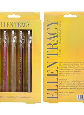 Ellen Tracy Set of 5 Eyeliner Pencils with a Built-in Sharpener in 5 Natural Colors, Easy and Quick to Apply - Gilded, Rose, Champagne, Cocoa and Metallic Taupe