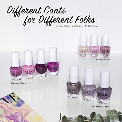 Nicole Miller Nail Polish Set, 10 Mini Nail Polish Colors, Polish Kit for Fingernails and Toenails, 0.12 Fl Oz Each