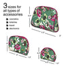 Nicole Miller 3 Pc Cosmetic Bag Set, Purse Size Makeup Bag for Women, Toiletry Travel Bag, Makeup Organizer, Zippered Pouch Set, Large, Medium, Small (Hot Pink & Green Floral Print)