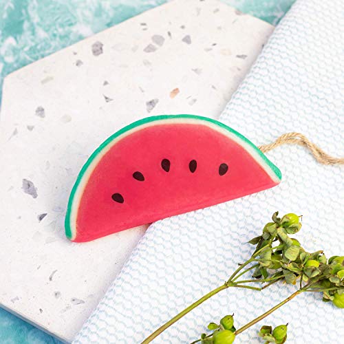 Watermelon Shaped Body Bar Soap - Colorful Bath Soap on a Rope For a Hydrating, Fresh and Fun Bath Time Experience, 6.7 Oz Bath Soap Bar by Body Prescriptions