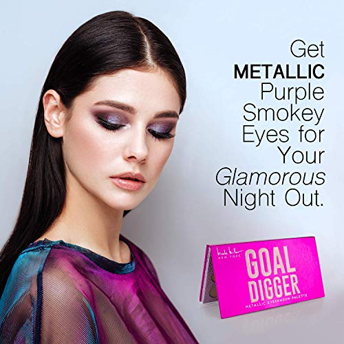 Nicole Miller Goal Digger Metallic Eye Shadow Palette with Mirror, Eye Makeup for Women, Makeup Set and Cosmetics for Girls, Metallic Eyeshadow Colors - 18 Neutral, Matte and Shimmery Shades