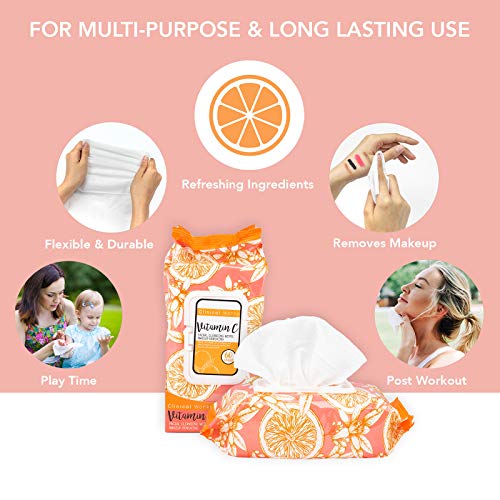Clinical Works - 2 Pack (60 Count Each) Vitamin C Facial Cleansing Wipes
