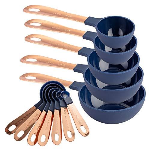 12 Piece Measuring Cups Set and Measuring Spoon Set, Copper Coated Stainless Steel Handles, Nesting Kitchen Measuring Set, Liquid Measuring Cup Set, Dry Measuring Cup Set