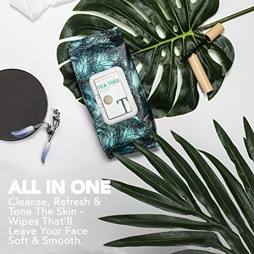 Body Prescriptions 2 Pack (50 Count Each) Tea Tree Facial Cleansing and Gentle Make Up Remover Wipes Flip Top Pack