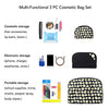 Once Upon A Rose 3 Piece Cosmetic Bag Set, Purse Size Makeup Bag for Women, Toiletry Travel Bag, Makeup Organizer, Cosmetic Bag for Girls Zippered Pouch Set, Large, Medium, Small (Daisy Black)