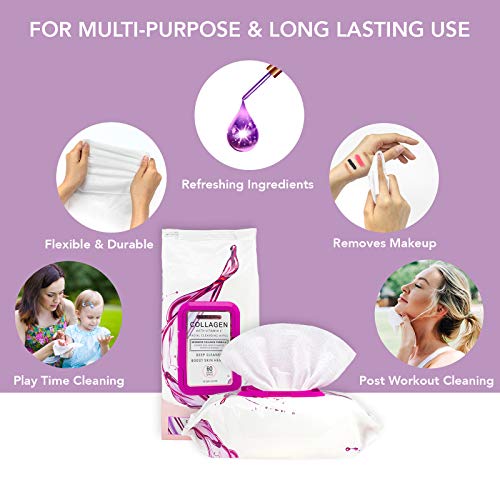 Body Prescriptions 2 Pack (60 Count Each) Collagen with Vitamin E Facial Cleansing and Make Up Remover Wipes Flip Top Pack
