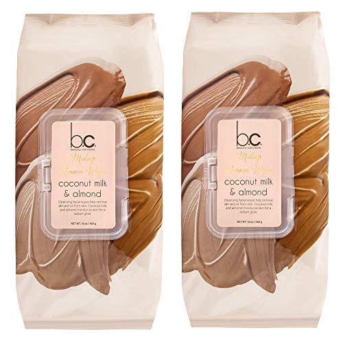 Beauty Concepts 2 Pack (60 Count Each) Coconut Milk and Almond Facial Cleansing Wipes Detoxifies Skin and Removes Makeup Flip Top Pack