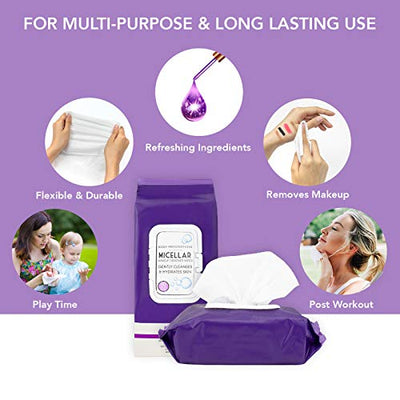 Body Prescriptions - 2 Pack (60 Count Each) Skin Cleansing Micellar Makeup Remover Wipes