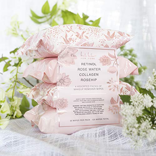 Nicole Miller 4 Pack Facial Wipes (30 Count Each) , 120 Facial Cleansing Cloths, Removes Makeup, Mascara, Dirt and Oil