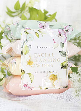 Live Green Facial Cleansing Wipes, 4 Assorted Packs, 30 Wipes Each Pack, Sweet Jasmine, Island Coconut, Rose Gardenia, Pink Grapefruit Fragrances