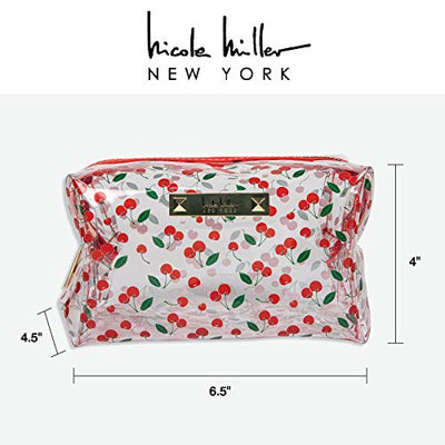 Nicole Miller Makeup Bag, Travel Toiletry Case, and Cosmetic Bag- Loaf Shape Makeup Organizer (Cherry Print)