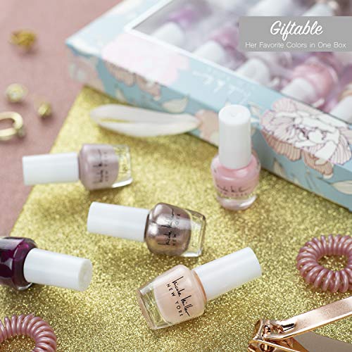 Nicole Miller Nail Polish Set, 10 Mini Nail Polish Colors, Polish Kit for Fingernails and Toenails, 0.12 Fl Oz Each