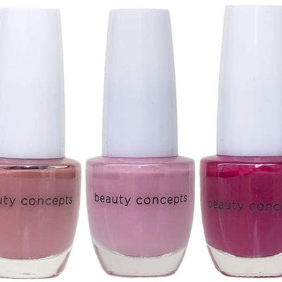 Beauty Concepts Nail Polish Collection, 5 Assorted Nail Color Shades, Includes Light to Dark Pinks and Bronze Glitter