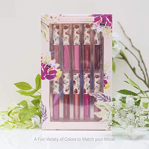 Beauty Concepts Lip Gloss Collection- 10 Piece Lip Gloss Set in Bright Colors