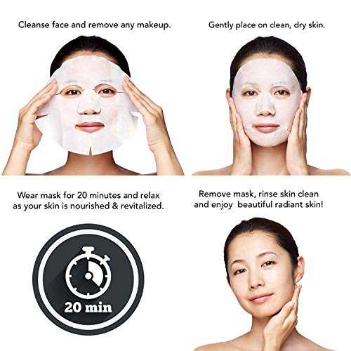 Clinical Works Pack of 5 Brightening Vitamin C Face Sheets, DYI Spa Face Kit, Beauty Sheets, Hydrating Face Sheets for Moisturizing and Hydrating Skin