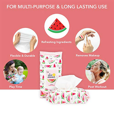 Beauty Concepts - 2 Pack (60 Count Each) Slice of Summer watermelon Detoxifying Facial Wipes